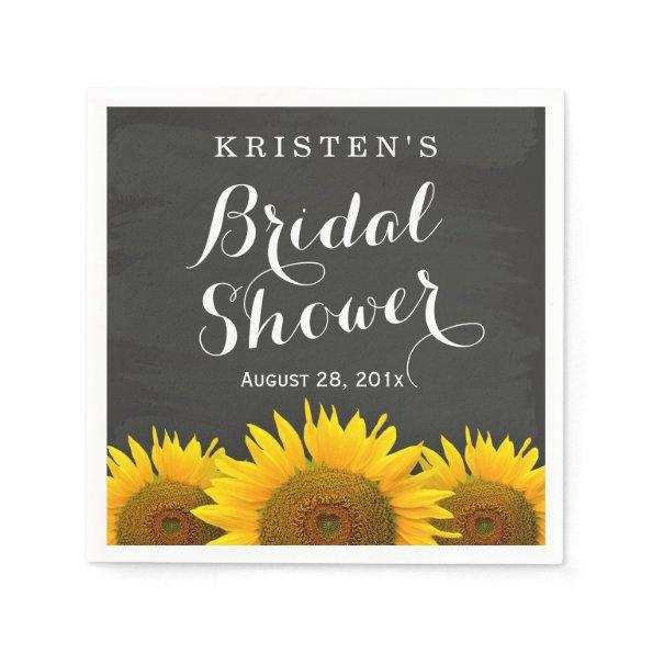 Bridal Shower Beautiful Sunflowers Chalkboard Napkins