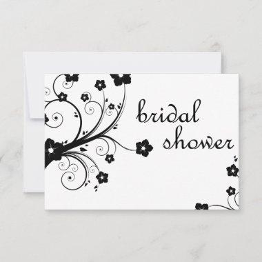 bridal shower : black and white blossoms Invitations