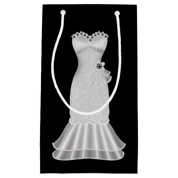 Bridal Shower Black Gift Bag with Elegant Dress