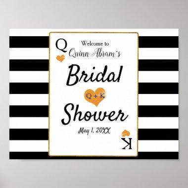 Bridal Shower Black & White Stripes King & Queen Poster