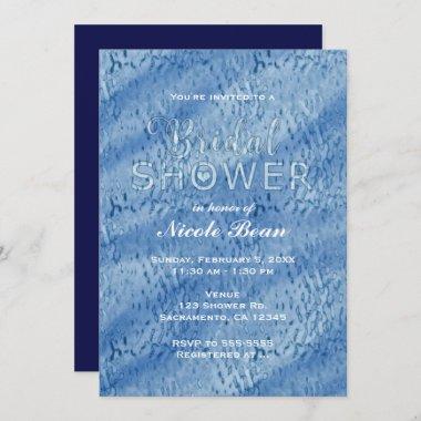 Bridal Shower Blue Abstract Rain Drops Invitations