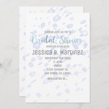 Bridal Shower Blue Rain Watercolor Invitations
