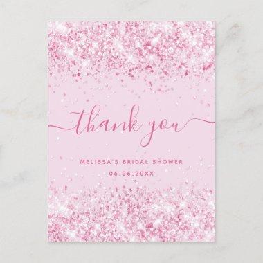 Bridal Shower blush pink glitter thank you PostInvitations