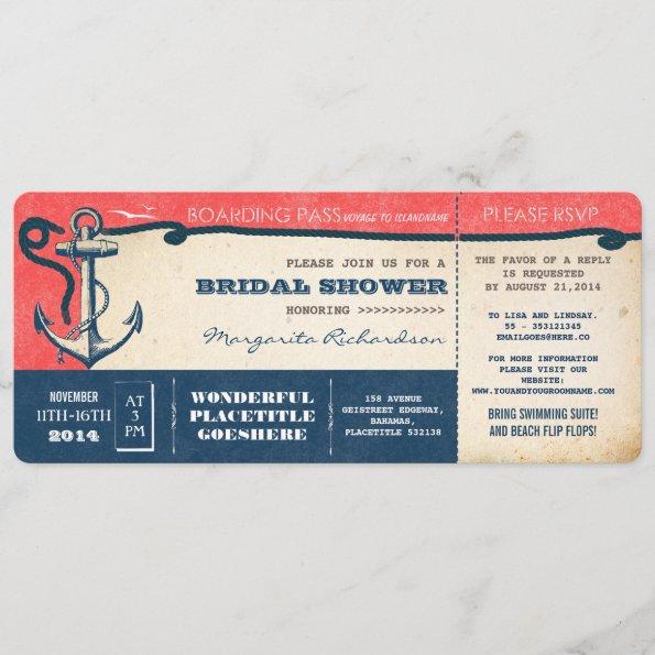 bridal shower boarding pass-tickets with RSVP Invitations