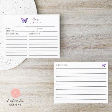 Bridal Shower Butterfly Recipe Invitations Purple Script