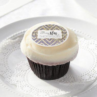 Bridal Shower Chevron Striped Jewel Glitter Favor Edible Frosting Rounds