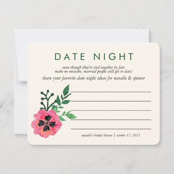 Bridal Shower Date Night Ideas Invitations | Pink Floral