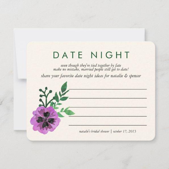 Bridal Shower Date Night Ideas Invitations | Purple Pansy