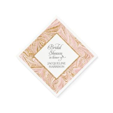 Bridal Shower Decor Rose Gold Faux Glitter Marble Paper Napkins