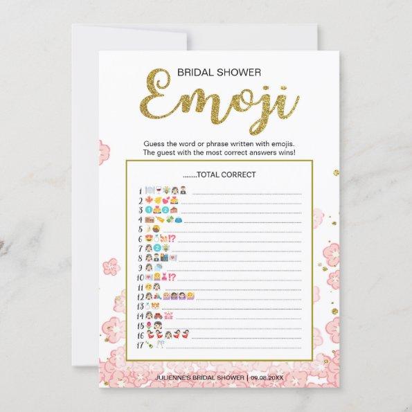 Bridal Shower Emoji Dictionary Game | Gold Pink