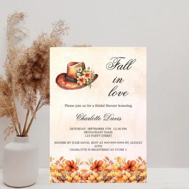 Bridal Shower fall in love florals orange cowgirl Invitation PostInvitations