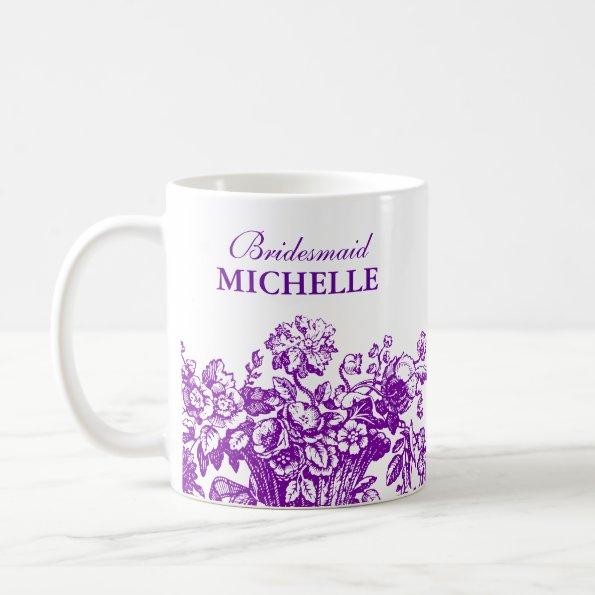 Bridal Shower Favor Floral Basket Purple Coffee Mug