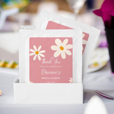 Bridal shower favors retro daisy desert pink tea bag drink mix