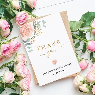 Bridal Shower floral eucalyptus rose gold pink Thank You Invitations