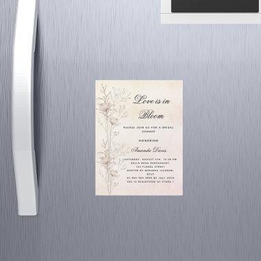Bridal shower flowers love in bloom blush luxury magnetic Invitations