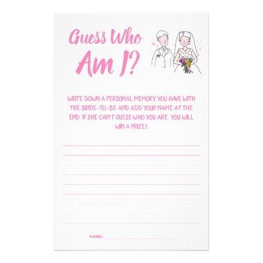 Bridal Shower Game Invitations Guess Who am I? Flyer
