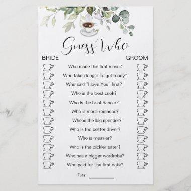 Bridal Shower Game Coffee Themed Game Invitations Flyer