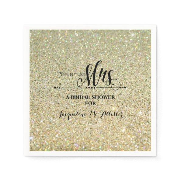Bridal Shower Gold Glitter Future Mrs. Modern Fab Paper Napkins