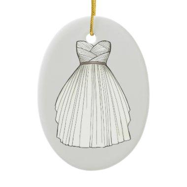 Bridal Shower Gown Bride Wedding Princess Dress Ceramic Ornament
