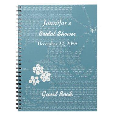 Bridal Shower Guest book Blue Floral Notebook
