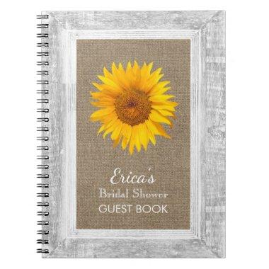 Bridal Shower Guest Book Sunflower Wood Framed