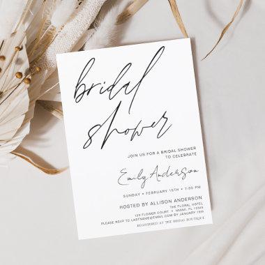 Bridal Shower Handwritten Script Minimalist Invitations