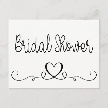 Bridal Shower Invitations Black White Hearts Love