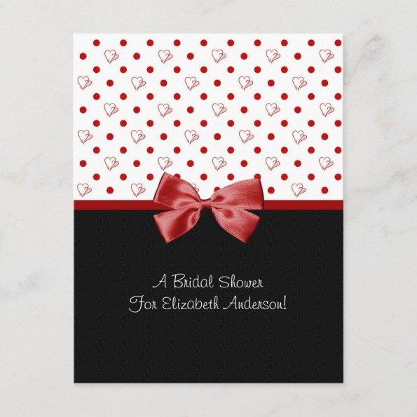 Bridal Shower Invitations Girly Red Hearts