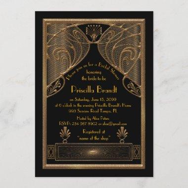 Bridal Shower Invitations,great Gatsby black Gold Invitations