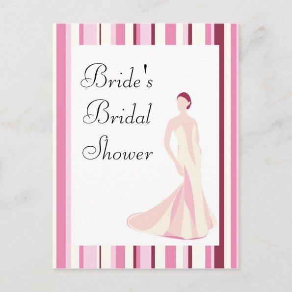Bridal Shower Invitation-Pink Striped Invitation PostInvitations
