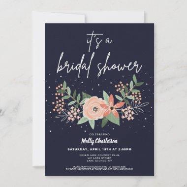 Bridal Shower Invitations With Coral Flowers