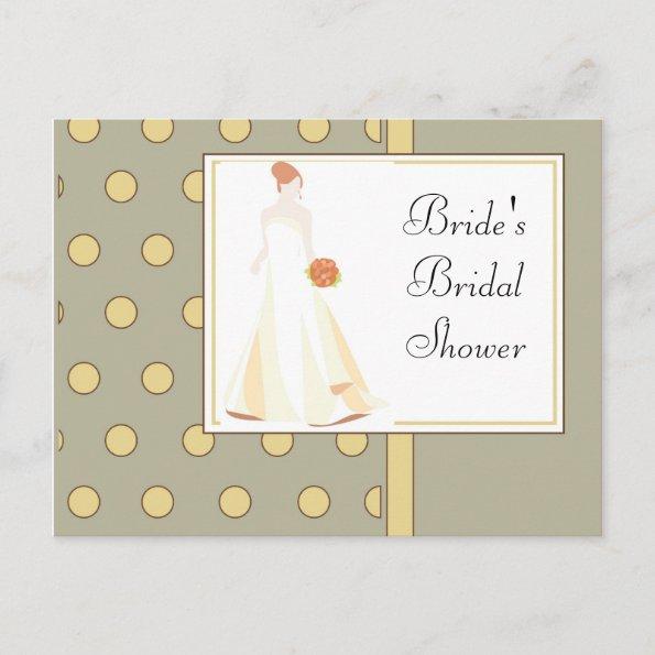Bridal Shower Invitation-Yellow Polka Dot Invitation PostInvitations