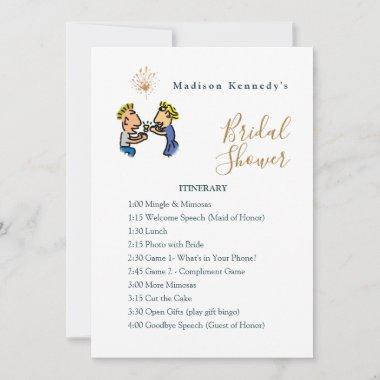 Bridal Shower Itinerary Plan Cute Couple Cartoon Invitations