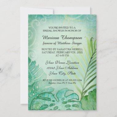 Bridal Shower Jungle Tropical Philodendron Leaf Invitations