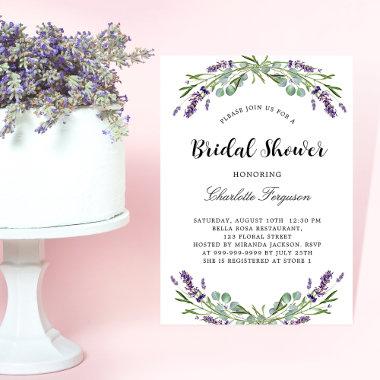 Bridal Shower lavender eucalyptus florals Invitation PostInvitations