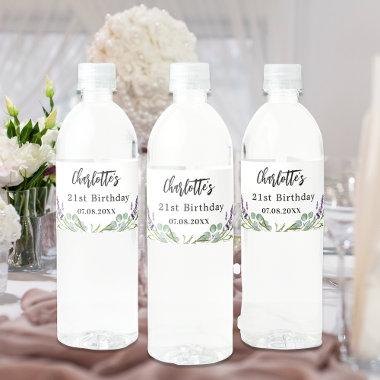 Bridal Shower lavender florals eucalyptus Water Bo Water Bottle Label