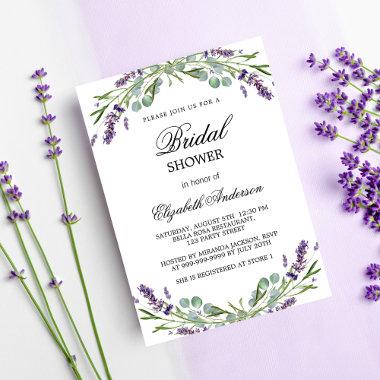 Bridal shower lavender violet greenery luxury Invitations