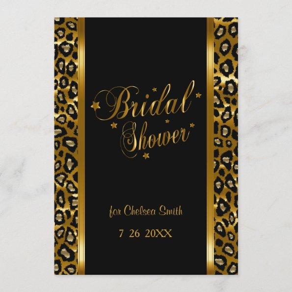 Bridal Shower - Leopard Print With Gold Lettering Invitations