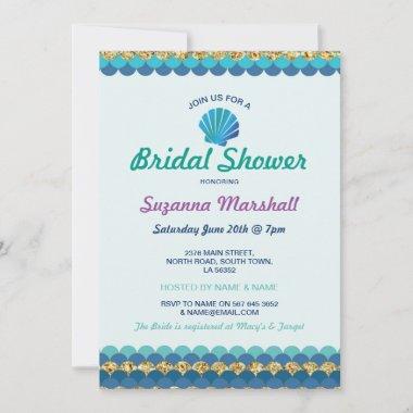 Bridal Shower Mermaid Invite Holiday Bachelorette