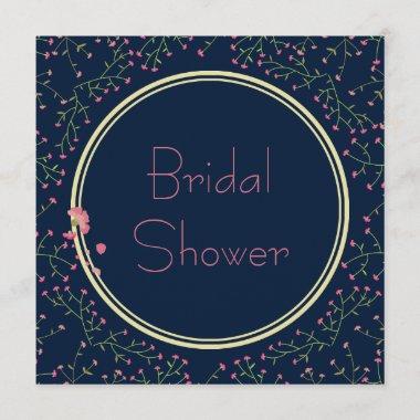 Bridal Shower | Midnight Blue Wildflower Wreath Invitations
