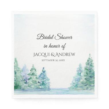 Bridal Shower Mountain Pines Lakeside Watercolors Napkins