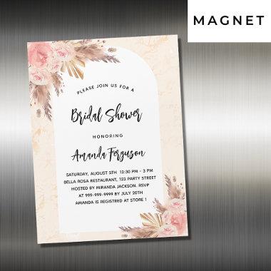Bridal shower pampas grass rose gold blush luxury magnetic Invitations