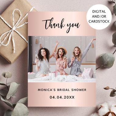 Bridal shower photo rose gold thank you Invitations
