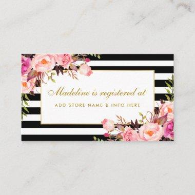 Bridal Shower Pink Striped Registry Insert Card
