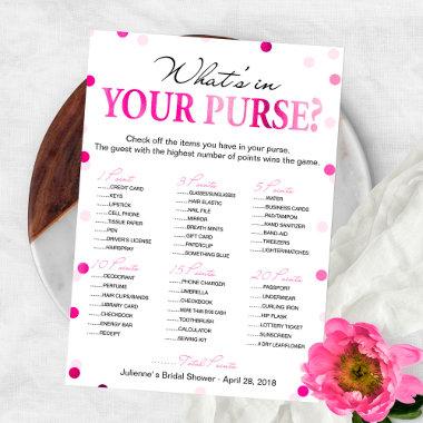 Bridal Shower Pink What 's in your Purse Game Invitations