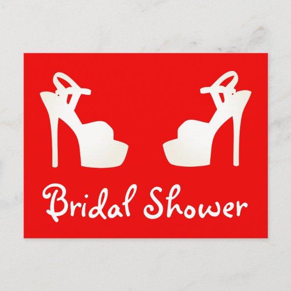 Bridal Shower Red And White High Heel Shoes Invitation PostInvitations