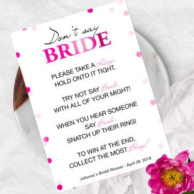Bridal Shower Ring Game | Pink Magenta Confetti Invitations