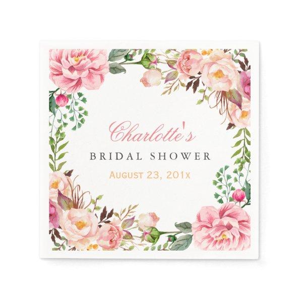 Bridal Shower Romantic Chic Floral Wreath Wrap Paper Napkins