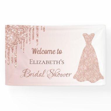 Bridal Shower rose gold blush pink glitter welcome Banner