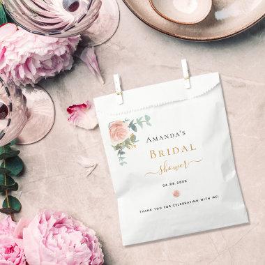 Bridal shower rose gold floral eucalyptus elegant favor bag